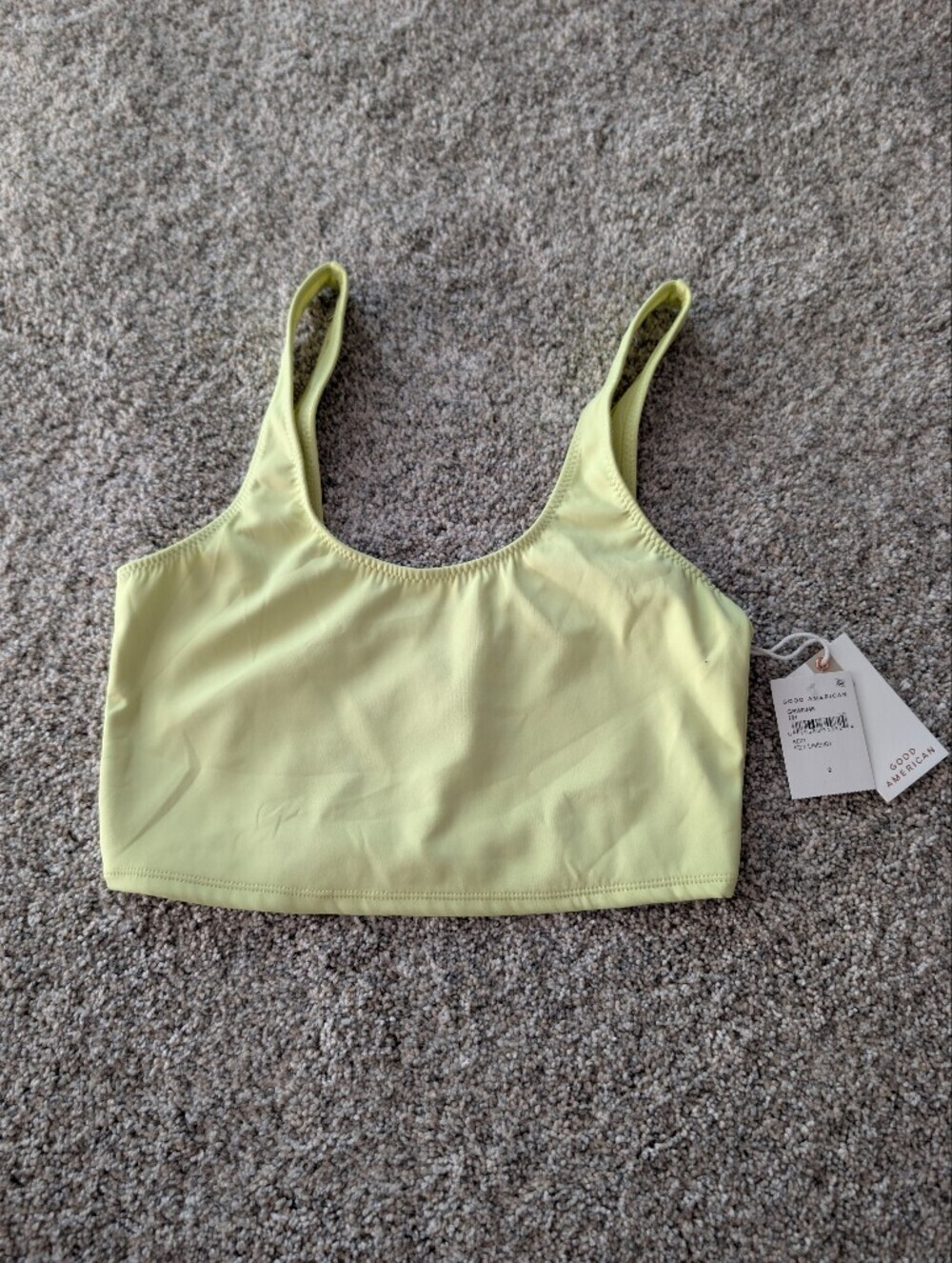 NWT Good American Good Compression Swim Tank Bikini Top Key Lime Size 2 (M)
